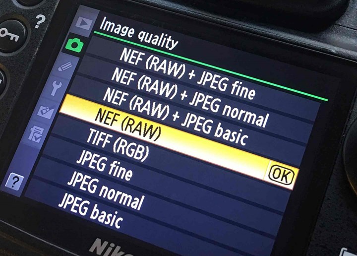 Take pictures with RAW file format